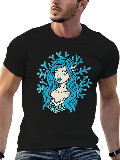 Mermaid Graphic T-Shirt - Black Cotton Tee