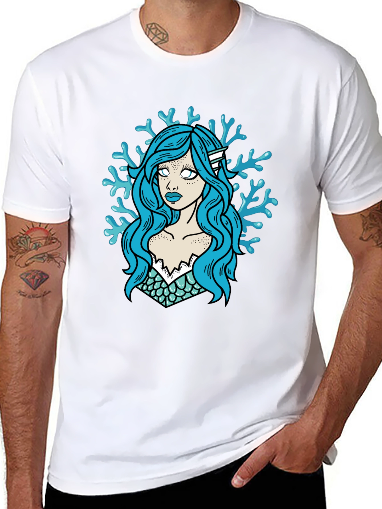 Mermaid Graphic T-Shirt - Black Cotton Tee