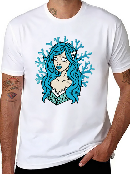 Mermaid Graphic T-Shirt - Black Cotton Tee