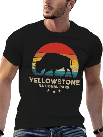 Yellowstone National Park Retro Bison T-Shirt
