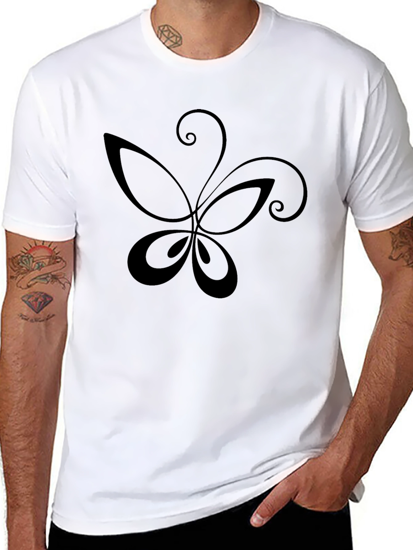 Stylish Black Butterfly Graphic T-Shirt