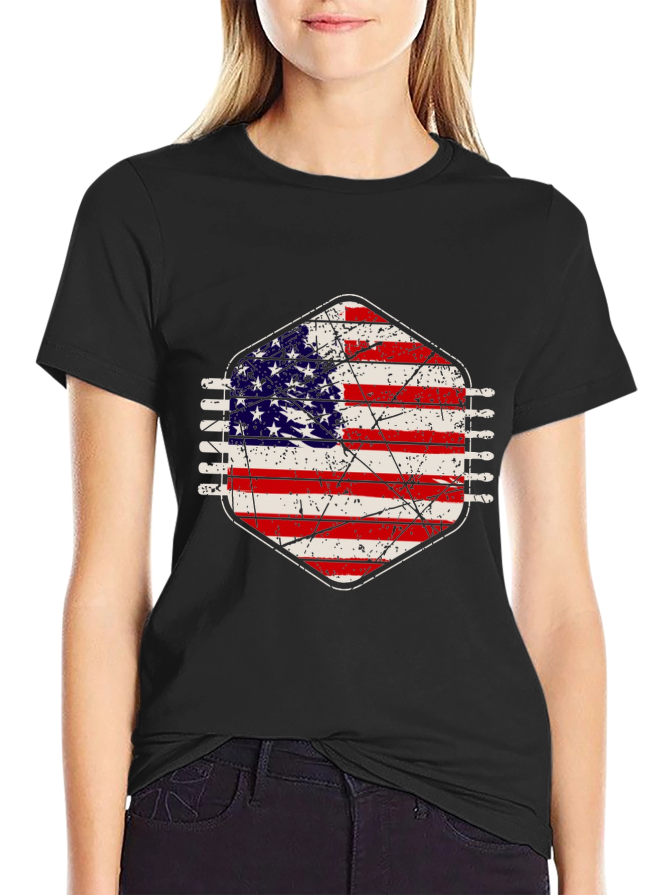 American Flag Distressed Graphic Tee