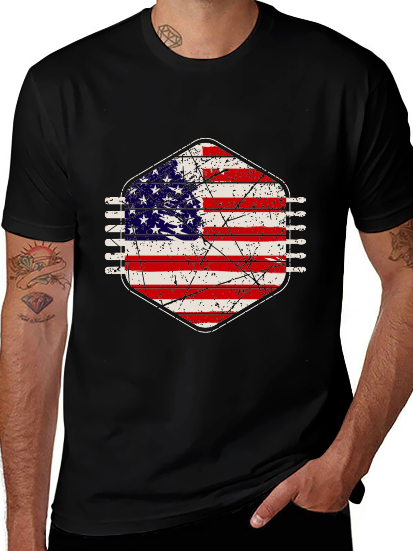 American Flag Distressed Graphic Tee