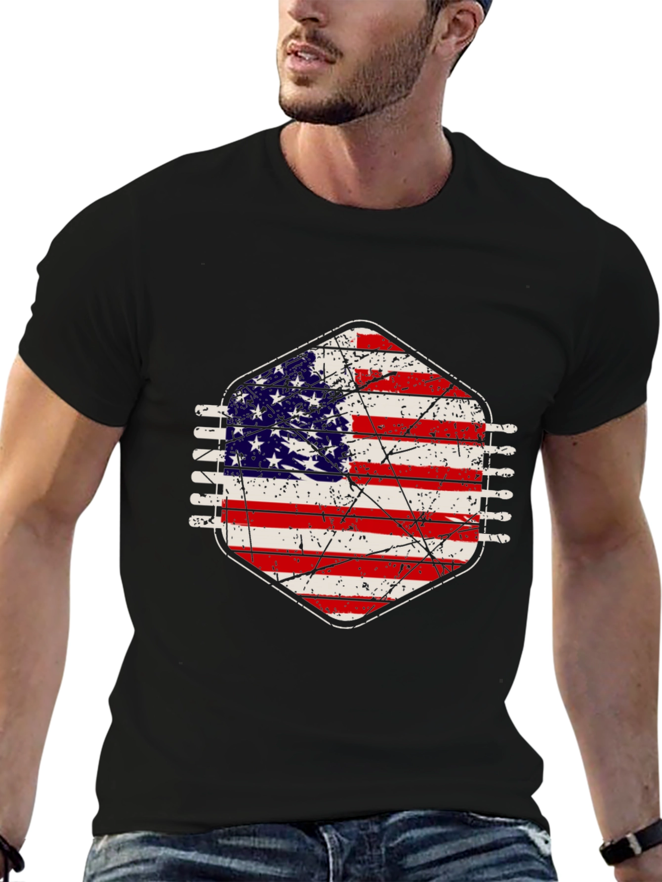 American Flag Distressed Graphic Tee