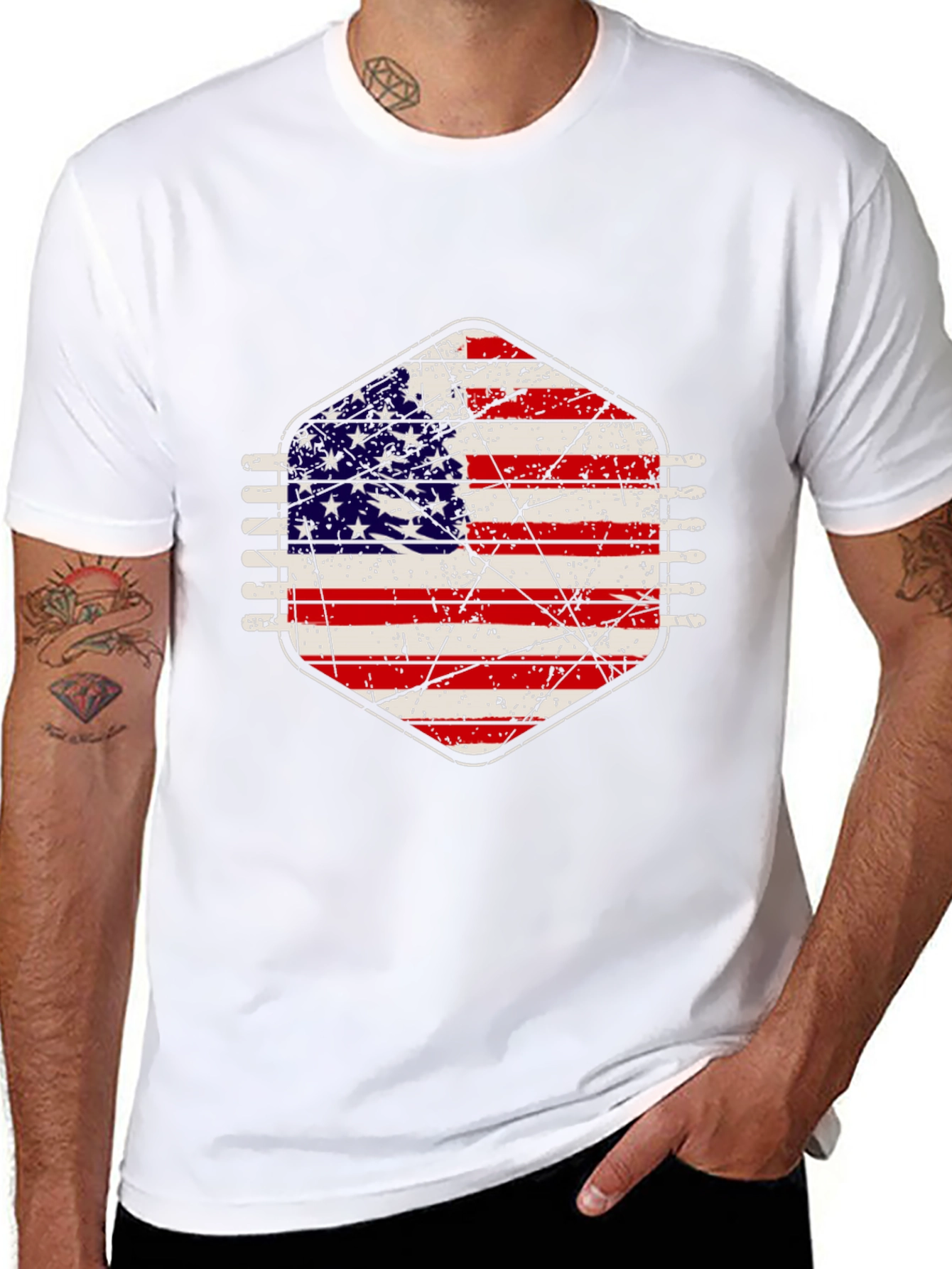 American Flag Distressed Graphic Tee