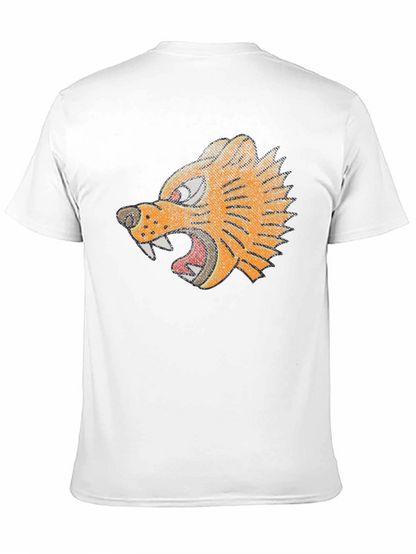 Black T-Shirt with Graphic Tiger Design