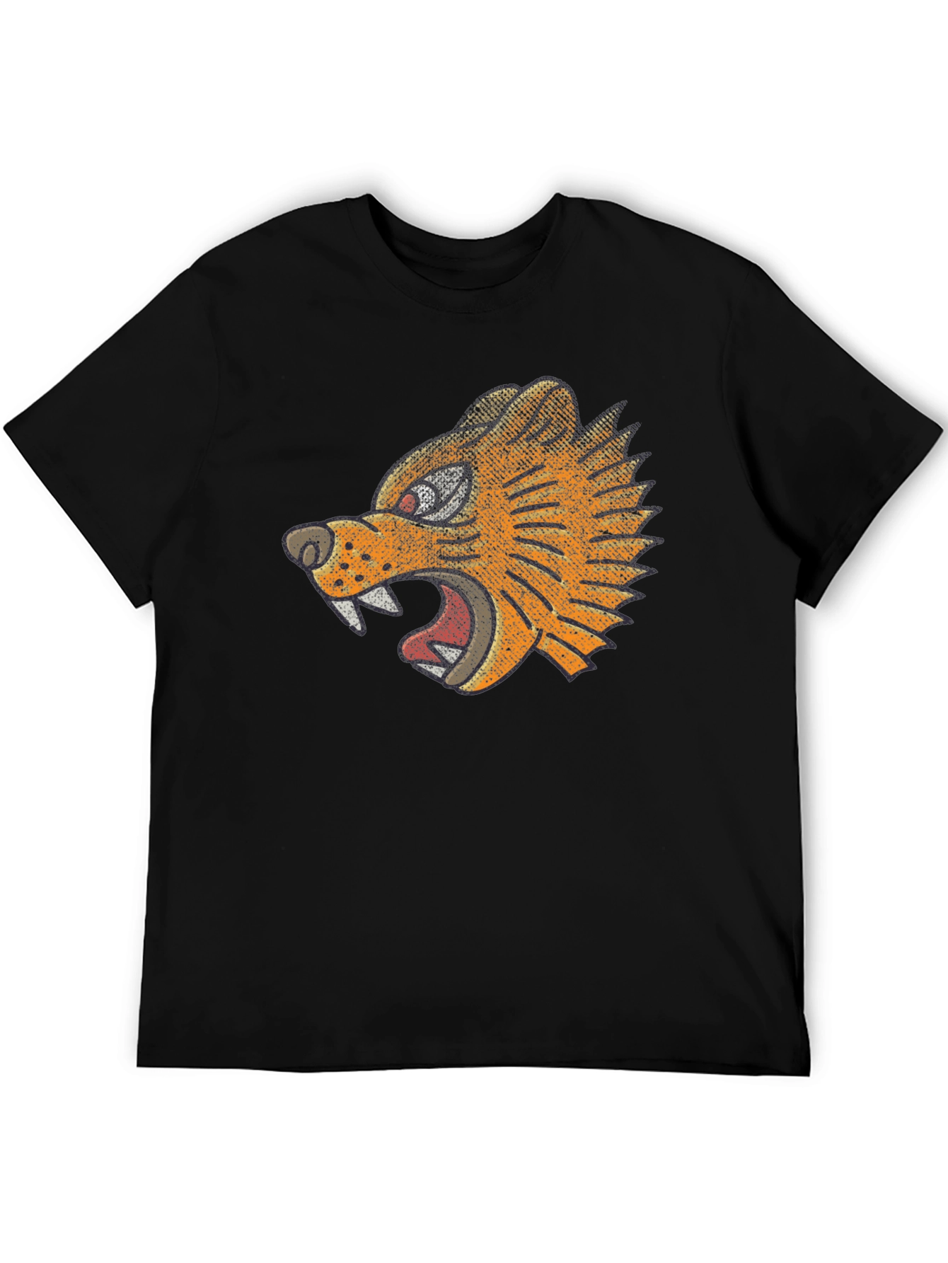 Black T-Shirt with Graphic Tiger Design