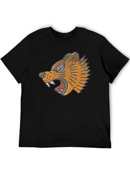 Black T-Shirt with Graphic Tiger Design