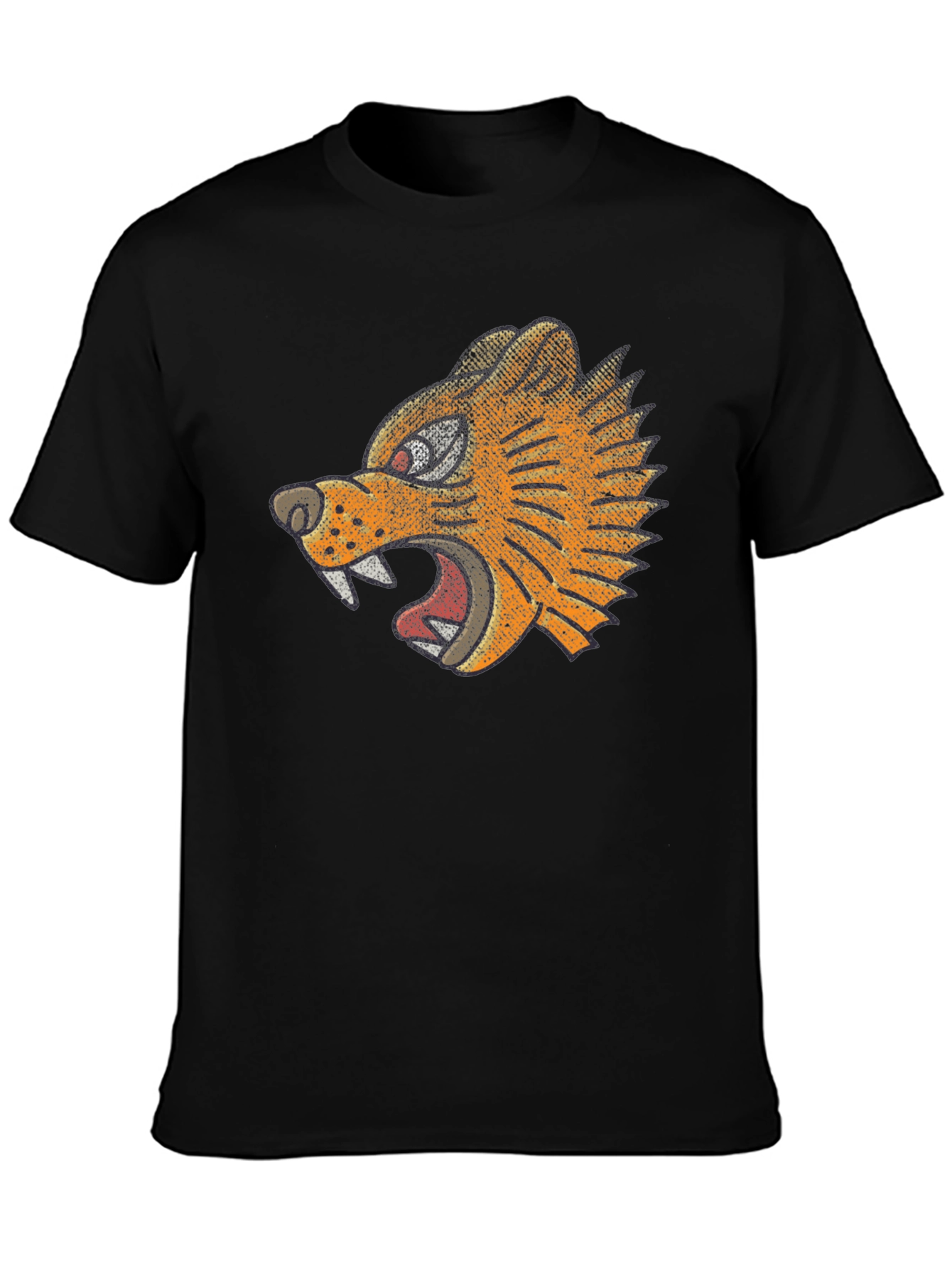 Black T-Shirt with Graphic Tiger Design