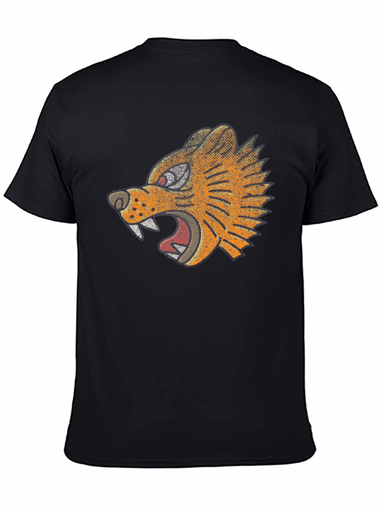 Black T-Shirt with Graphic Tiger Design