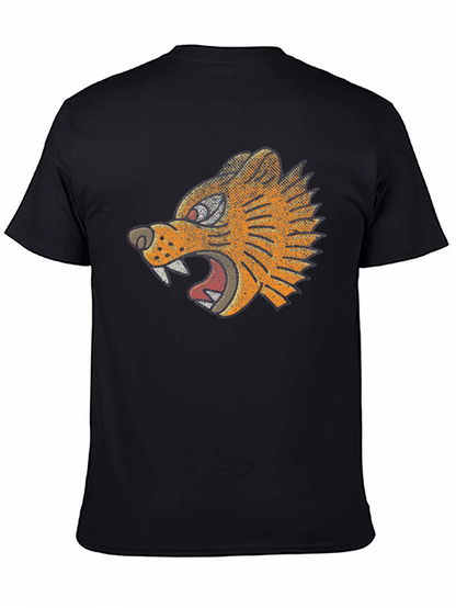 Black T-Shirt with Graphic Tiger Design