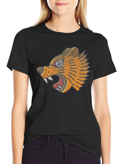 Black T-Shirt with Graphic Tiger Design