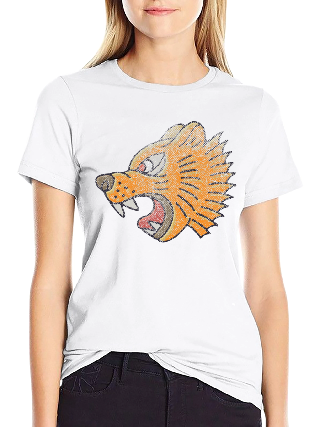 Black T-Shirt with Graphic Tiger Design