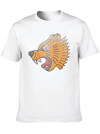 Black T-Shirt with Graphic Tiger Design