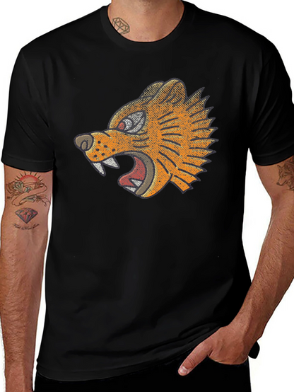 Black T-Shirt with Graphic Tiger Design