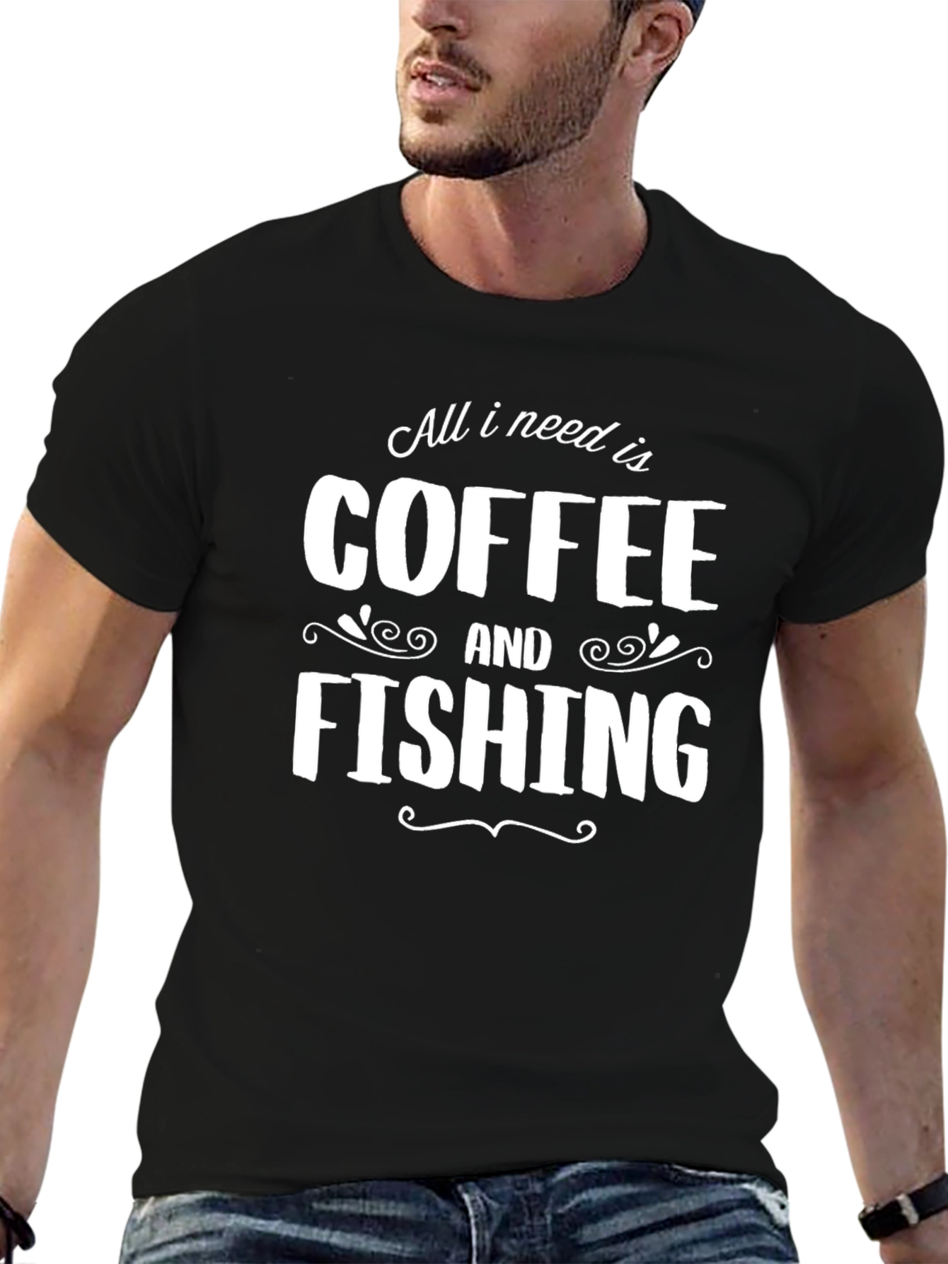 Coffee & Fishing T-Shirt - Mens Graphic Tee