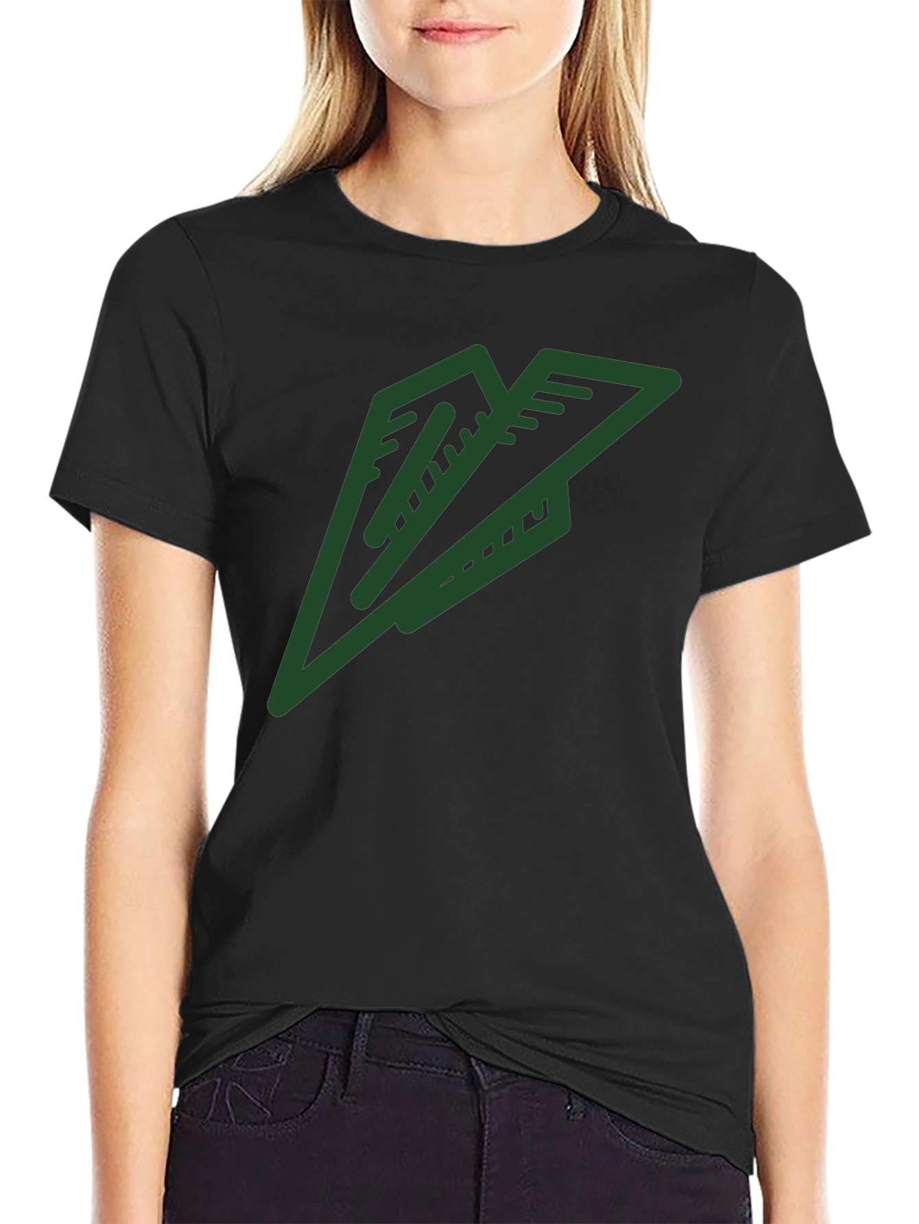 Paper Airplane Graphic Tee - Black Cotton Blend