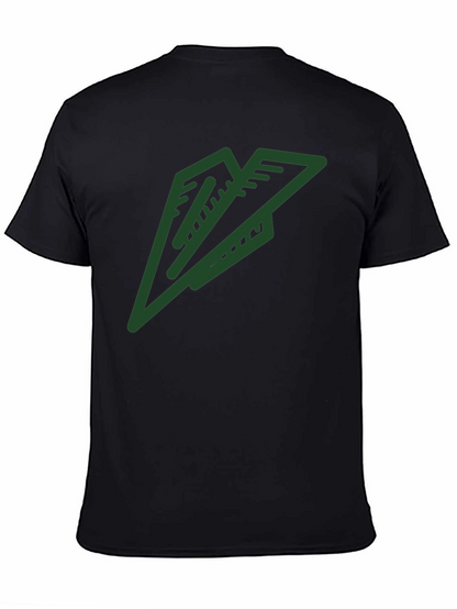 Paper Airplane Graphic Tee - Black Cotton Blend