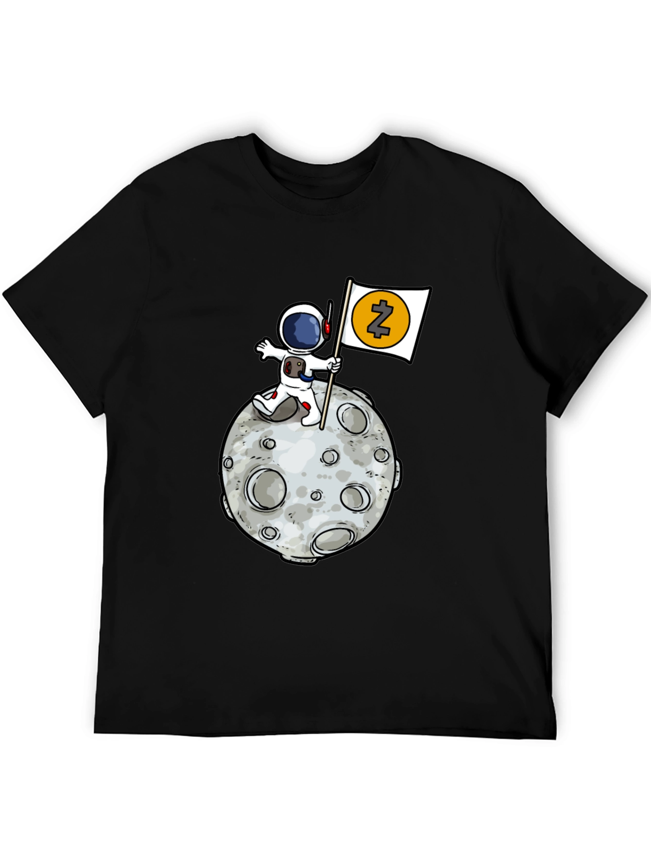 Astronaut Zcash Moon Landing Black T-Shirt