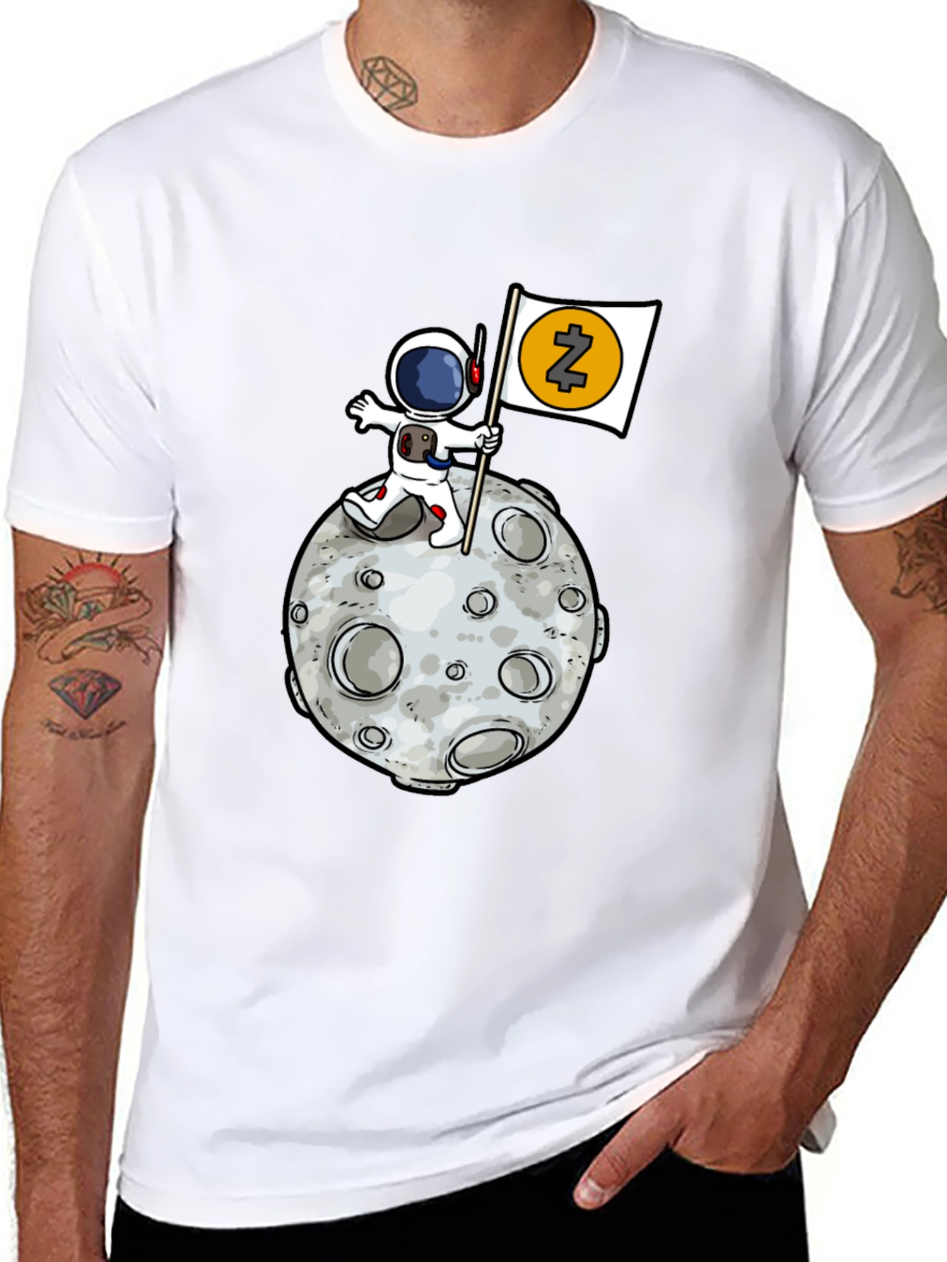 Astronaut Zcash Moon Landing Black T-Shirt