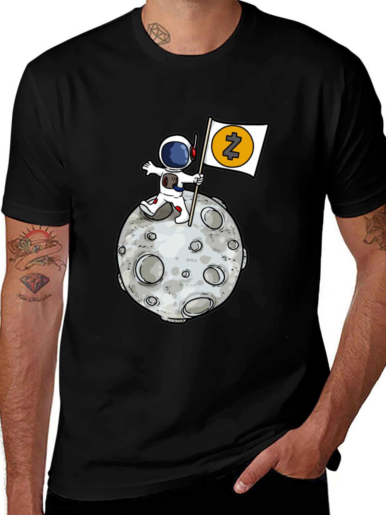 Astronaut Zcash Moon Landing Black T-Shirt