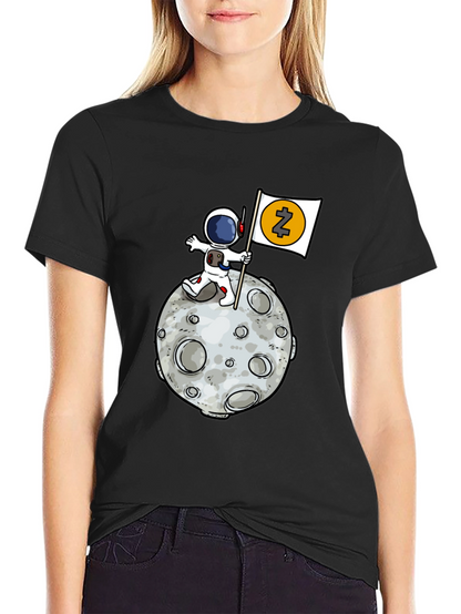 Astronaut Zcash Moon Landing Black T-Shirt