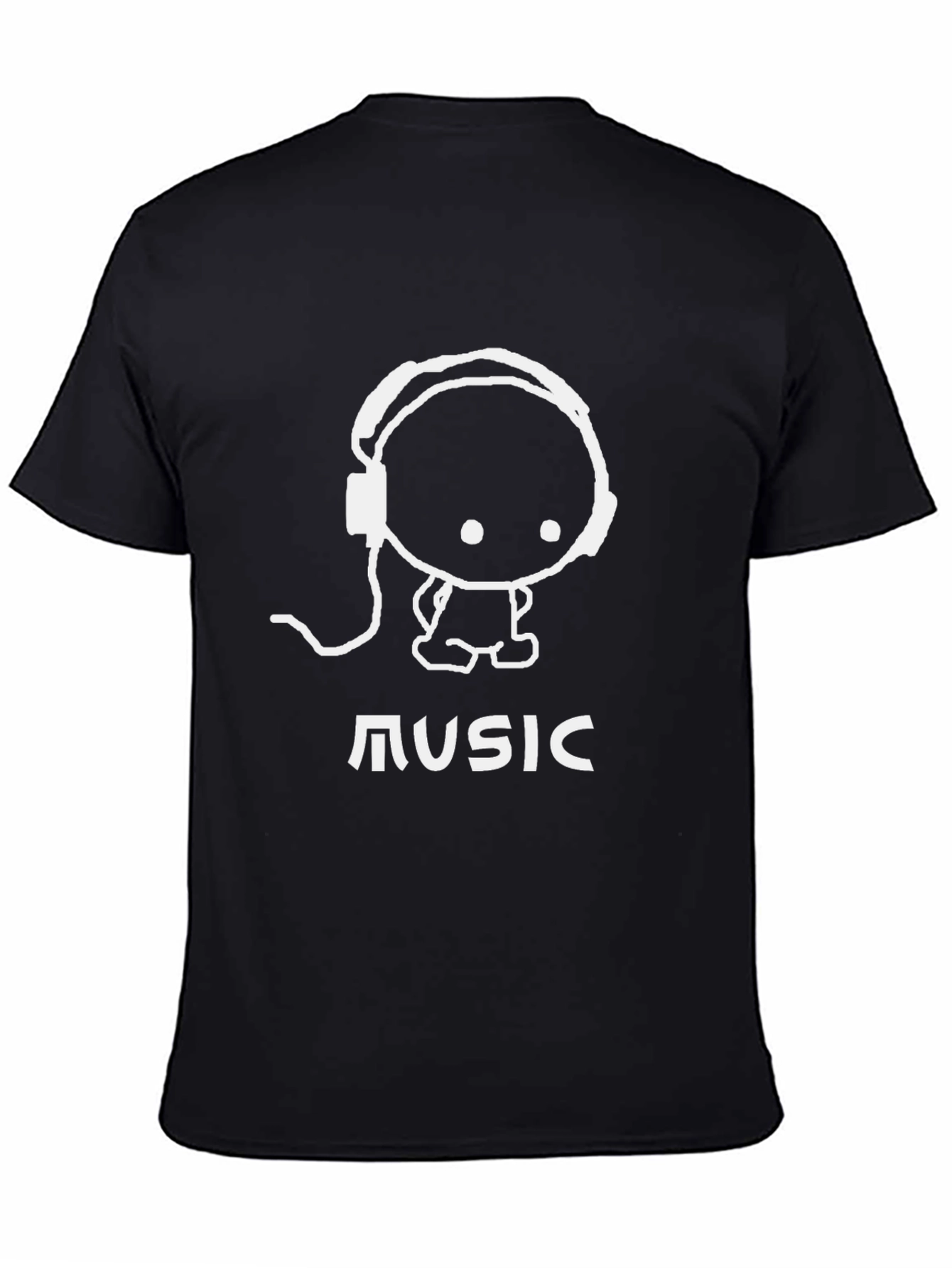 Music Lover Graphic Tee - Black Cotton Blend T-Shirt