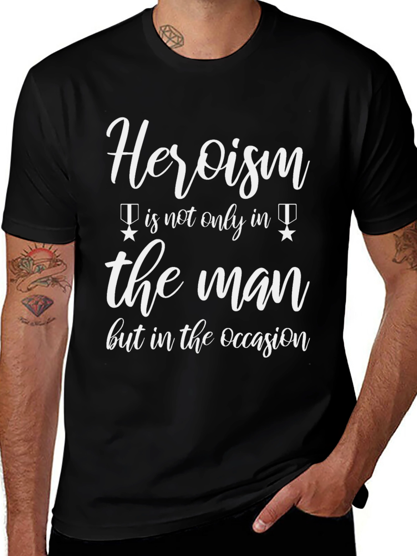 Heroism T-Shirt - Black Graphic Tee for Men