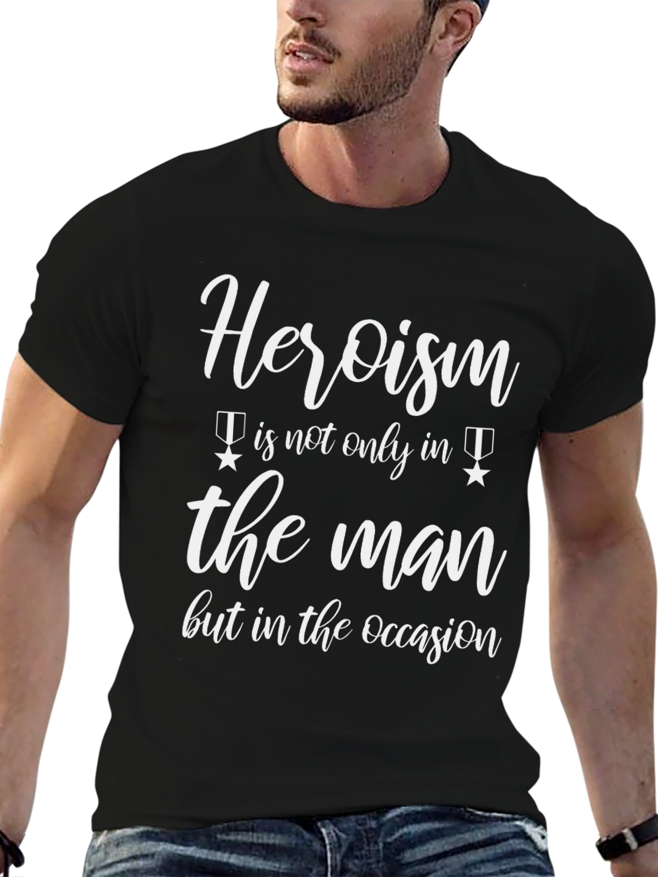 Heroism T-Shirt - Black Graphic Tee for Men