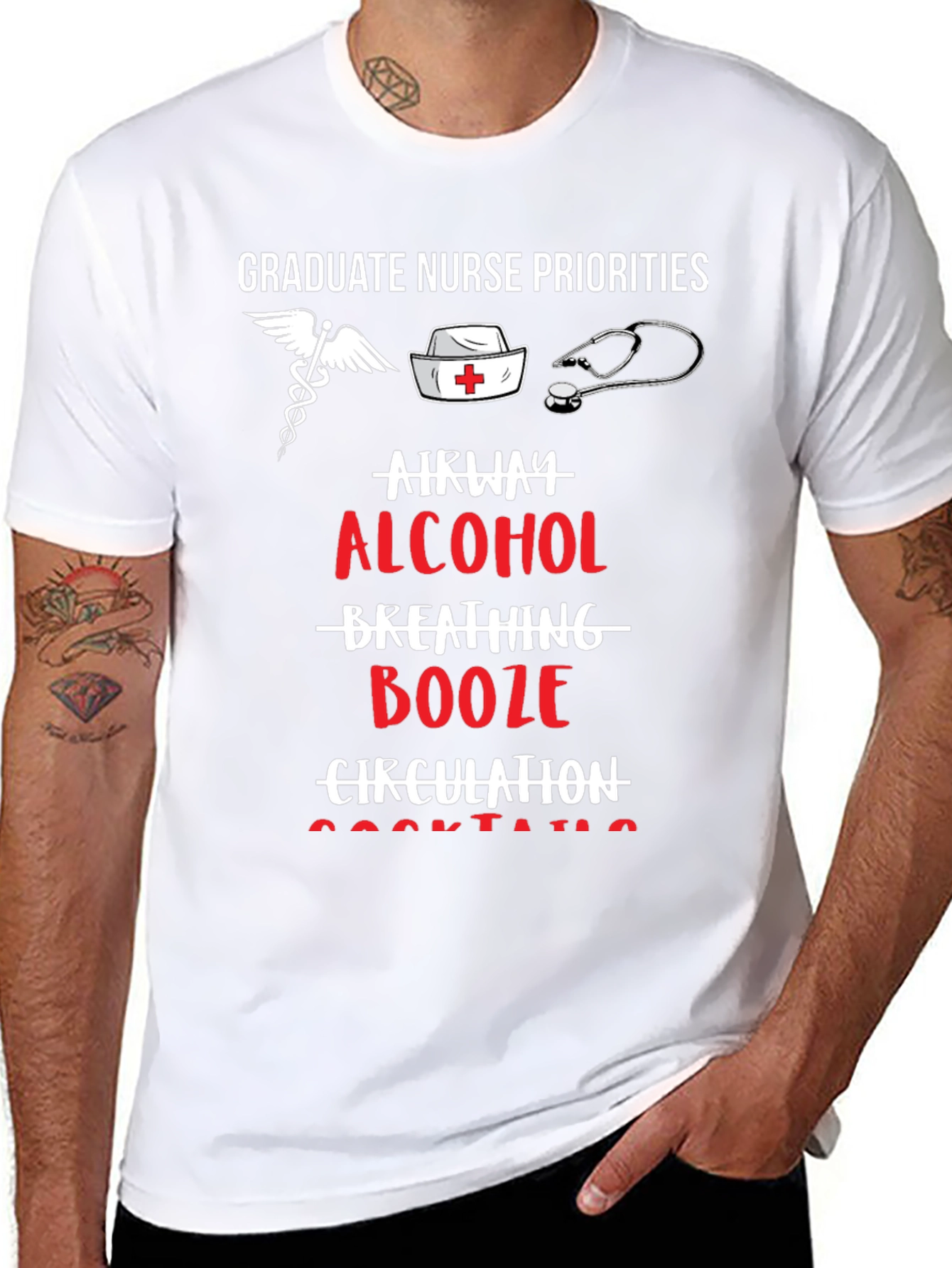 Graduate Nurse Priorities Funny Graphic T-Shirt