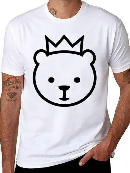 King Bear Black T-Shirt - Cute Crown Design