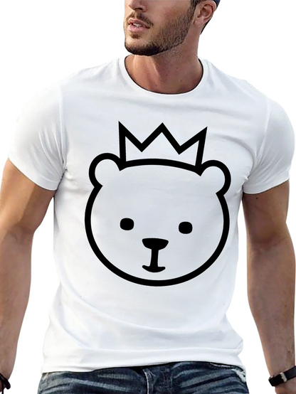 King Bear Black T-Shirt - Cute Crown Design