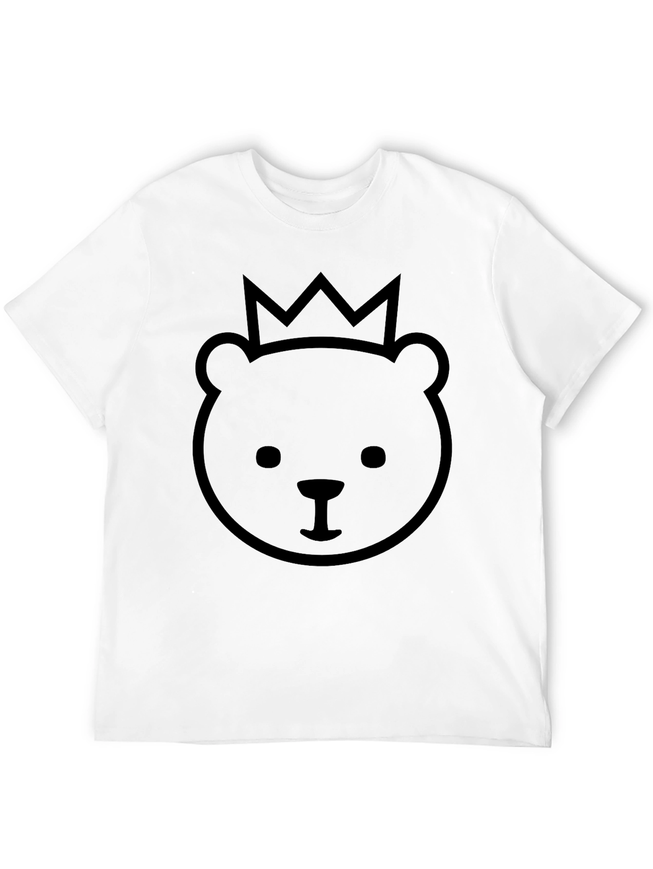 King Bear Black T-Shirt - Cute Crown Design