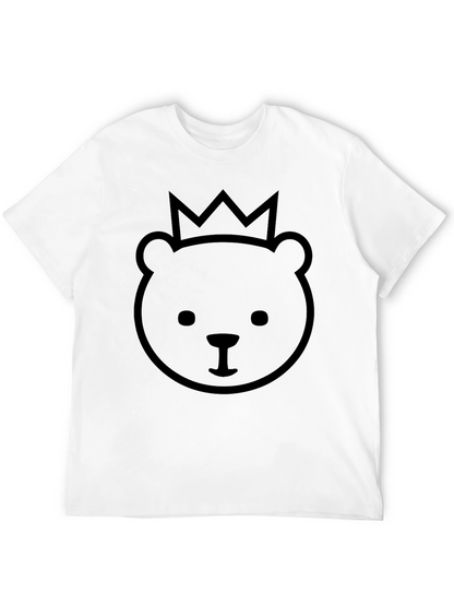 King Bear Black T-Shirt - Cute Crown Design