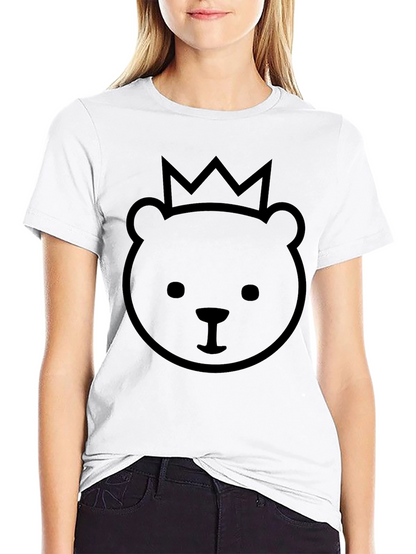 King Bear Black T-Shirt - Cute Crown Design