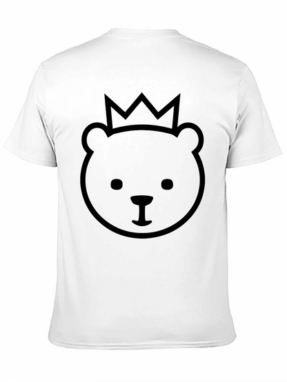 King Bear Black T-Shirt - Cute Crown Design