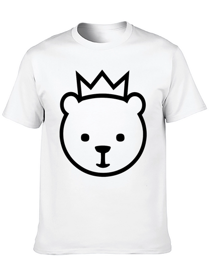 King Bear Black T-Shirt - Cute Crown Design