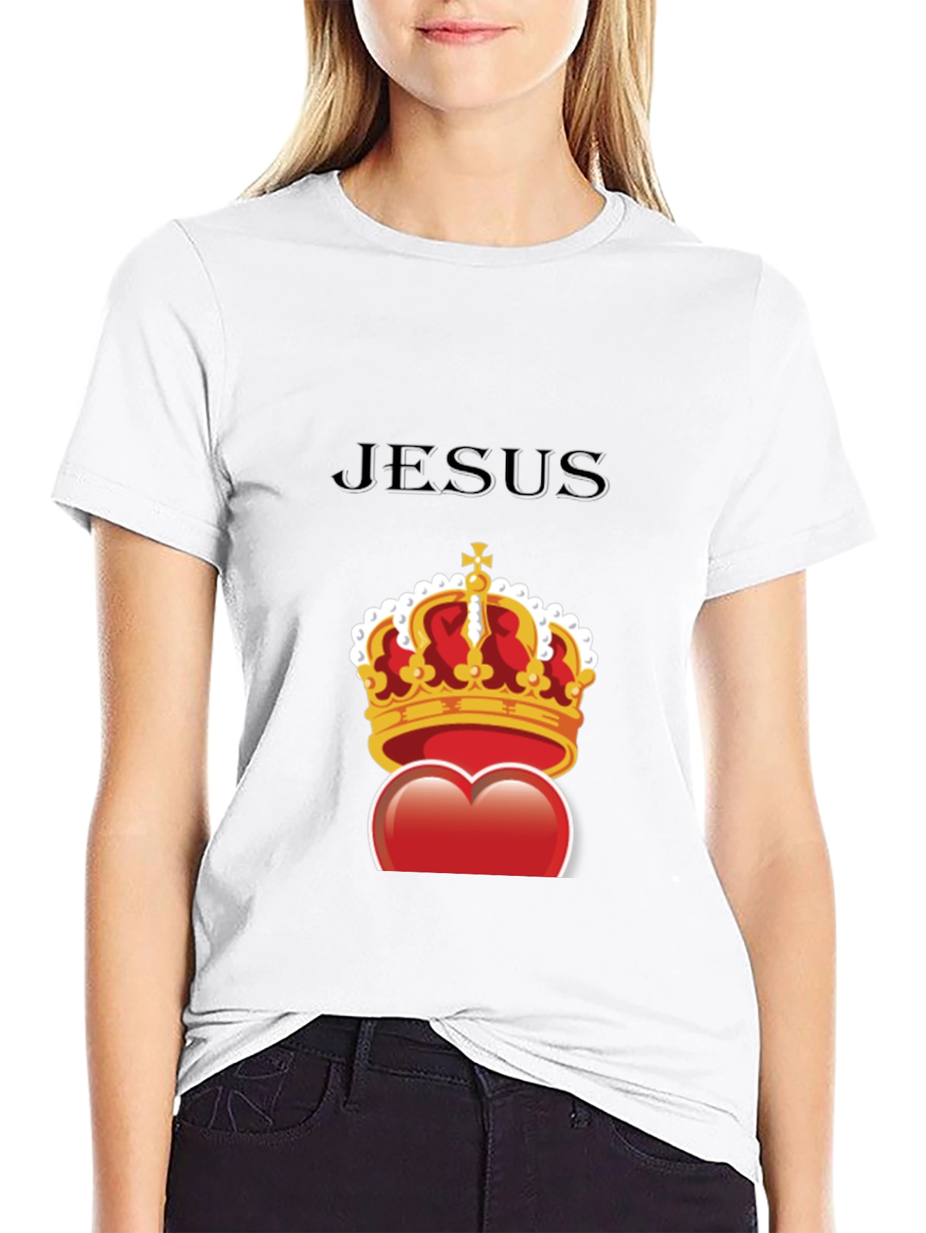 Jesus Heart Crown Graphic Tee - Stylish Christian T-Shirt