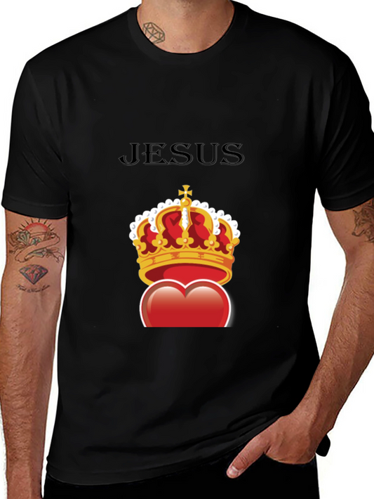 Jesus Heart Crown Graphic Tee - Stylish Christian T-Shirt