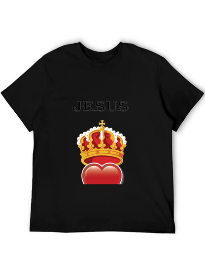 Jesus Heart Crown Graphic Tee - Stylish Christian T-Shirt
