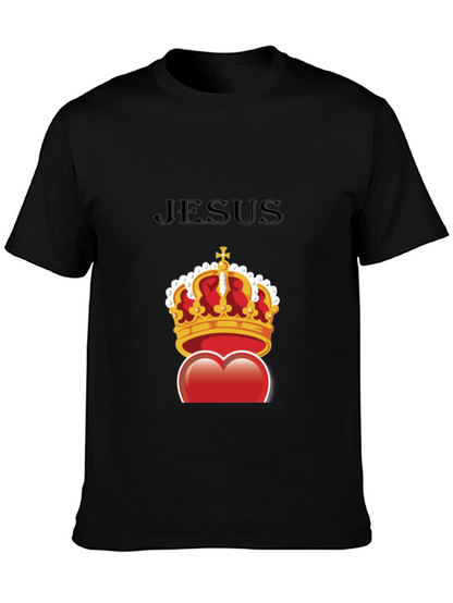 Jesus Heart Crown Graphic Tee - Stylish Christian T-Shirt