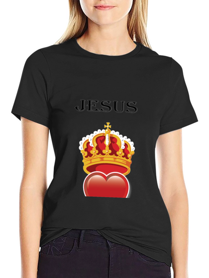 Jesus Heart Crown Graphic Tee - Stylish Christian T-Shirt