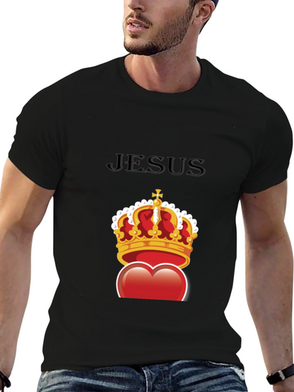 Jesus Heart Crown Graphic Tee - Stylish Christian T-Shirt