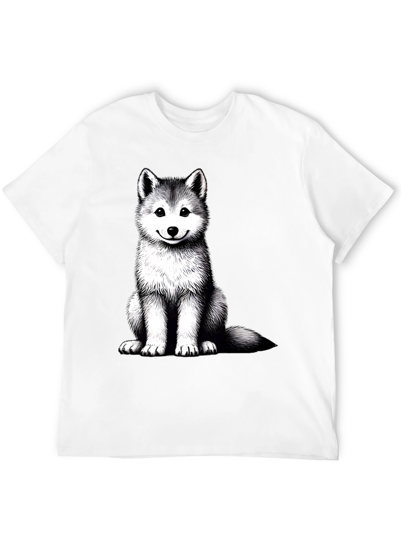 Husky Puppy Graphic Tee - Black