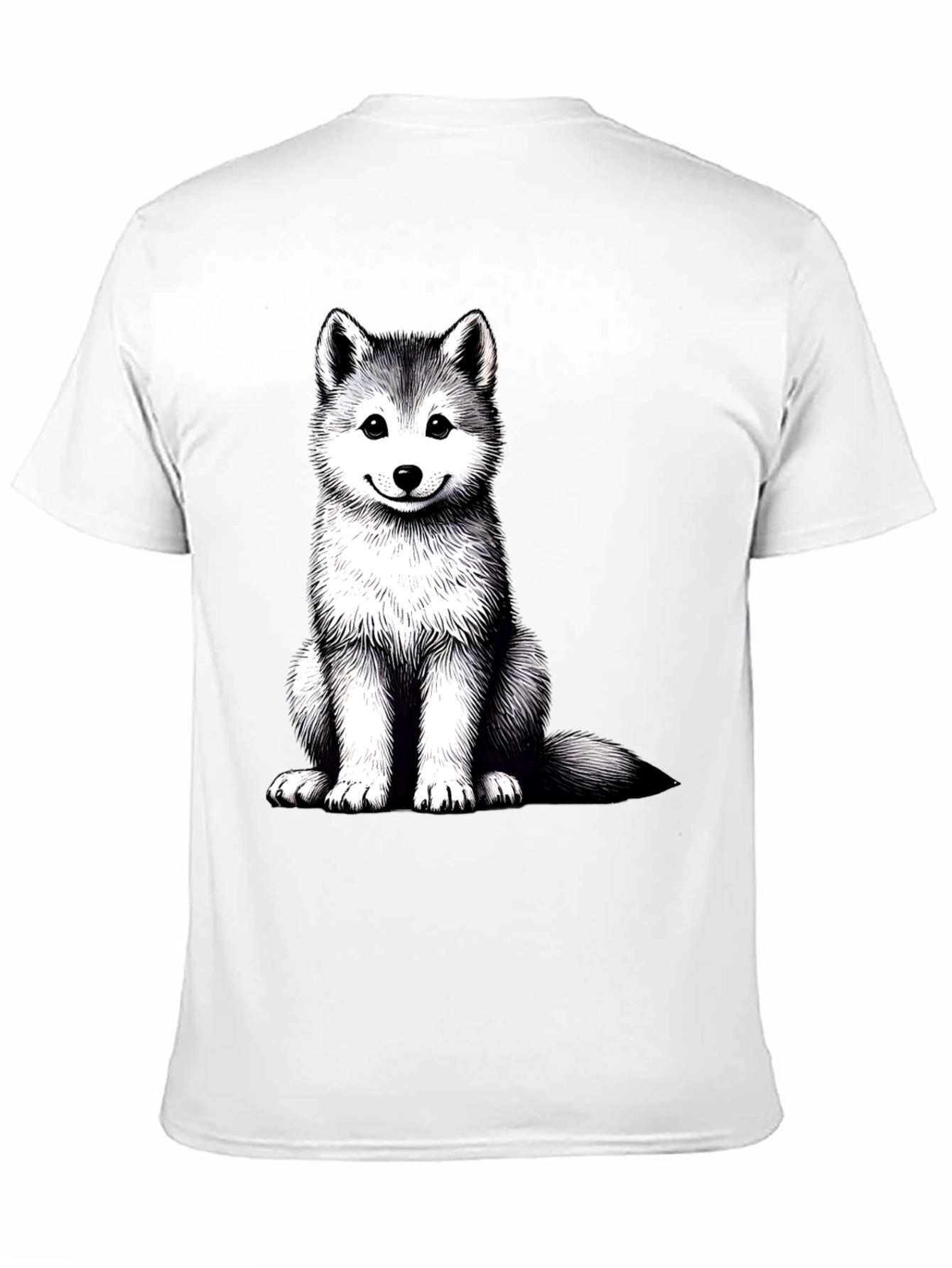 Husky Puppy Graphic Tee - Black