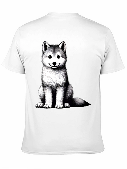 Husky Puppy Graphic Tee - Black