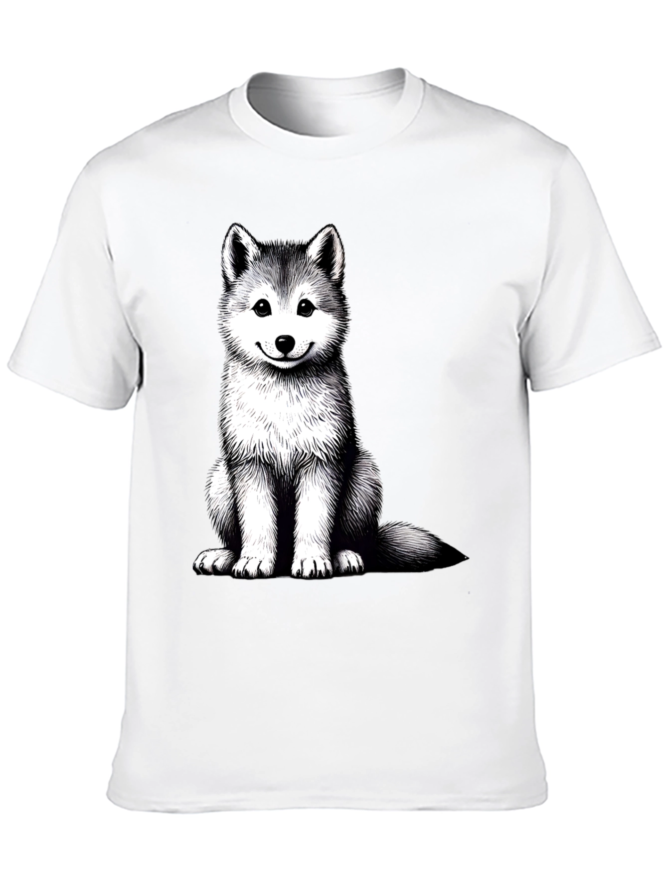 Husky Puppy Graphic Tee - Black