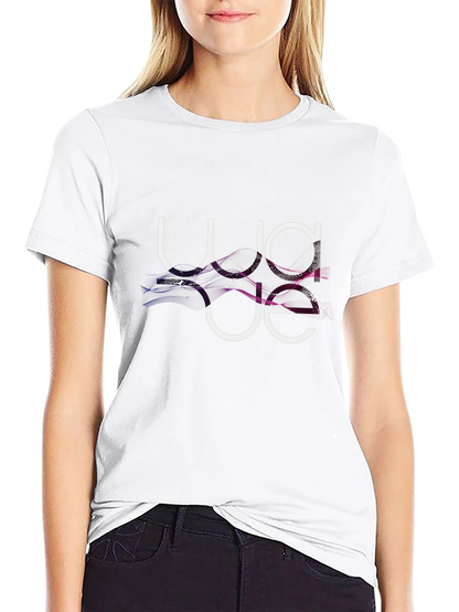 Abstract Graphic Print Black Crew Neck Tee