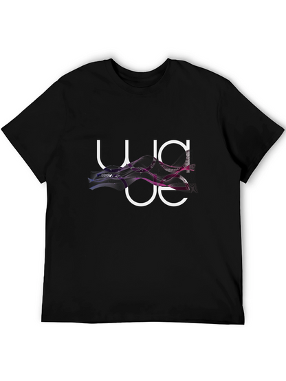 Abstract Graphic Print Black Crew Neck Tee