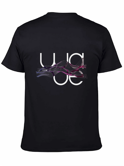 Abstract Graphic Print Black Crew Neck Tee